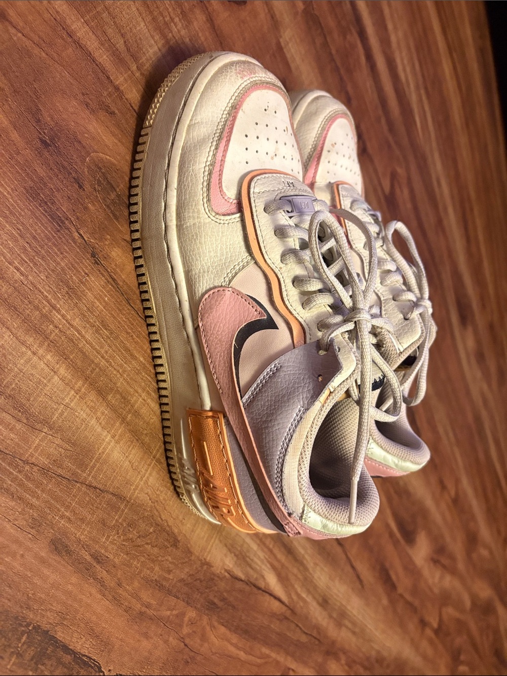 Nike White Pink Orange Accent Low-Top Sneakers